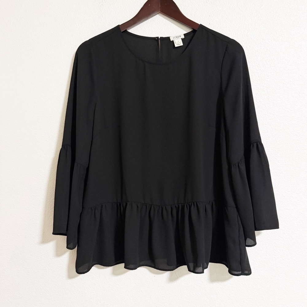 J. Crew Peplum Hem Flare Sleeve Blouse